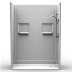 Barrier Free Shower - Five Piece 60x30 - Subway Tile Look - End Drain