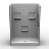 Curbed Shower - Five Piece 60x42 - 6" curb - 8 inch Tile Look