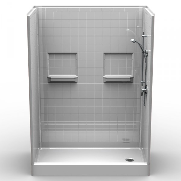 5LRS6034L-R-600x600.jpg Curbed Shower - Five Piece 60x30 - 5.75" curb - Real Tile Look