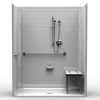 ADA Roll-In Shower - One Piece 63x33 - Diamond Tile Look
